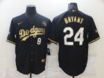Men's Los Angeles Dodgers #8 #24 Kobe Bryant Black Gold Stitched Cool Base  Jersey