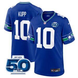 Seattle Seahawks Cooper Kupp #10 Royal Alternate 50th Season Game Jersey