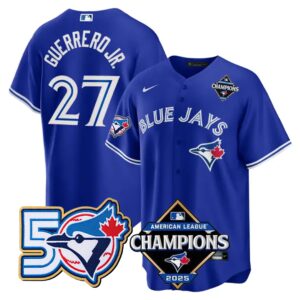 Vladimir Guerrero Jr. #27 Toronto Blue Jays 50th American League Champions Jersey Stitched Royal
