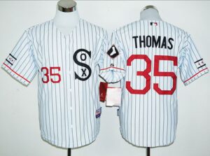 Chicago White sox #35 Frank Thomas White(Black Strip) Cooperstown Stitched Jersey