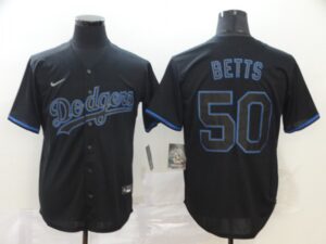 Men's Los Angeles Dodgers #50 Mookie Betts Lights Out Black Fashion Stitched Cool Base  Jersey