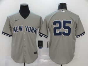 Men's New York Yankees #25 Gleyber Torres Gray No Name Stitched Cool Base  Jersey