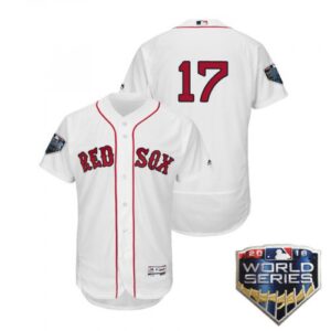 Men's Boston Red Sox #17 Nathan Eovaldi White 2018 World Series Flex Base Jersey