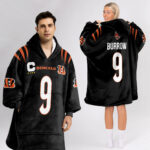 Adult Captain J.B 9 Cincinnati Football Unisex Blanket Hoodie