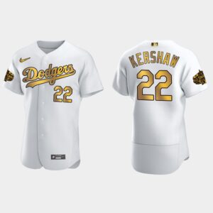 Men's Los Angeles Dodgers #22 Clayton Kershaw 2022 All-Star Game Flex Base Jersey - White Gold