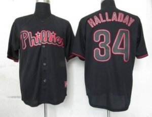 Philadelphia Phillies #34 Roy Halladay Black Fashion Stitched Jersey