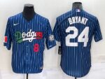 Men's  Los Angeles Dodgers #24 Kobe Bryant Blue Mexico World Series Throwback Stitched Cool Base Jersey