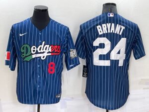 Men's  Los Angeles Dodgers #24 Kobe Bryant Blue Mexico World Series Throwback Stitched Cool Base Jersey