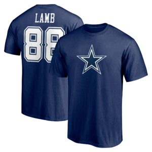 Men's CeeDee Lamb Navy Dallas Cowboys Player Icon Name & Number T-Shirt