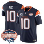 Bo Nix #10 Denver Broncos DEN AFC West Champions Patch Vapor Limited Jersey V2 - All Stitched