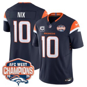 Bo Nix #10 Denver Broncos DEN AFC West Champions Patch Vapor Limited Jersey V2 - All Stitched