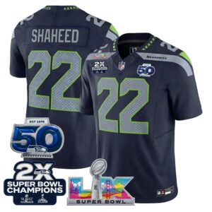 Rashid Shaheed #22 Seattle Seahawks 2-Time Super Bowl LX 50th Patch Vapor Limited Game Jersey - All Stitched