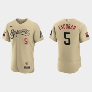 Men's Arizona Diamondbacks #5 Eduardo Escobar Gold 2021 City Connect Flex Base Jersey