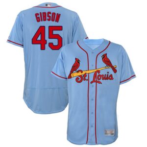 Men's St. Louis Cardinals #45 Bob Gibson Light Blue Flexbase Collection Stitched Jersey