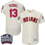Cleveland Indians #13 Omar Vizquel Cream Flexbase Collection 2016 World Series Bound Stitched Jersey
