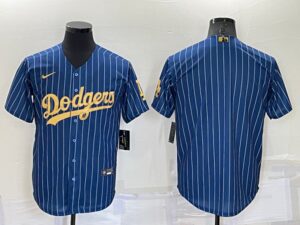 Men's  Los Angeles Dodgers Blank Blue Gold Throwback Cool Base Jersey