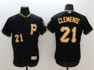 Pittsburgh Pirates #21 Roberto Clemente Black Flexbase Collection Stitched Jersey