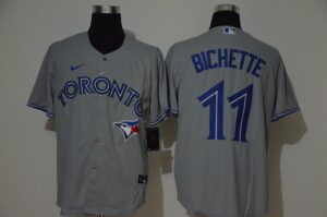 Men's Toronto Blue Jays #11 Bo Bichette Grey Stitched Cool Base  Jersey