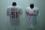 Philadelphia Phillies #51 Carlos Ruiz Stitched White Red Strip Jersey