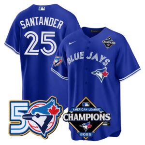 Anthony Santander #25 Toronto Blue Jays 50th American League Champions Jersey Stitched Royal