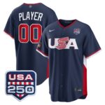 Pick-A-Player #00 USA Baseball 250th Patch 2026 World Baseball Classic Road Stadium Jersey - Navy