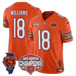 Caleb Williams #18 Chicago Bears CHI 2025 NFC North Champions Patch Jersey V2 - All Stitched