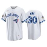 Men's Toronto Blue Jays #30 Alejandro Kirk White Cool Base Stitched Jersey
