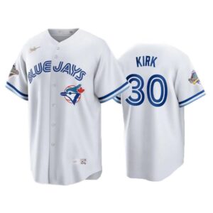 Men's Toronto Blue Jays #30 Alejandro Kirk White Cool Base Stitched Jersey