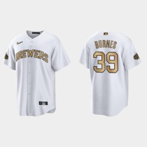 Men's Milwaukee Brewers #39 Corbin Burnes 2022 All-Star Game Cool Base Jersey - White