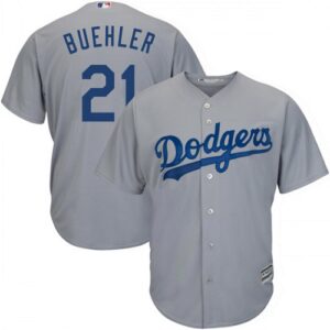 Men's Majestic Los Angeles Dodgers #21 Walker Buehler Gray Cool Base Road Jersey