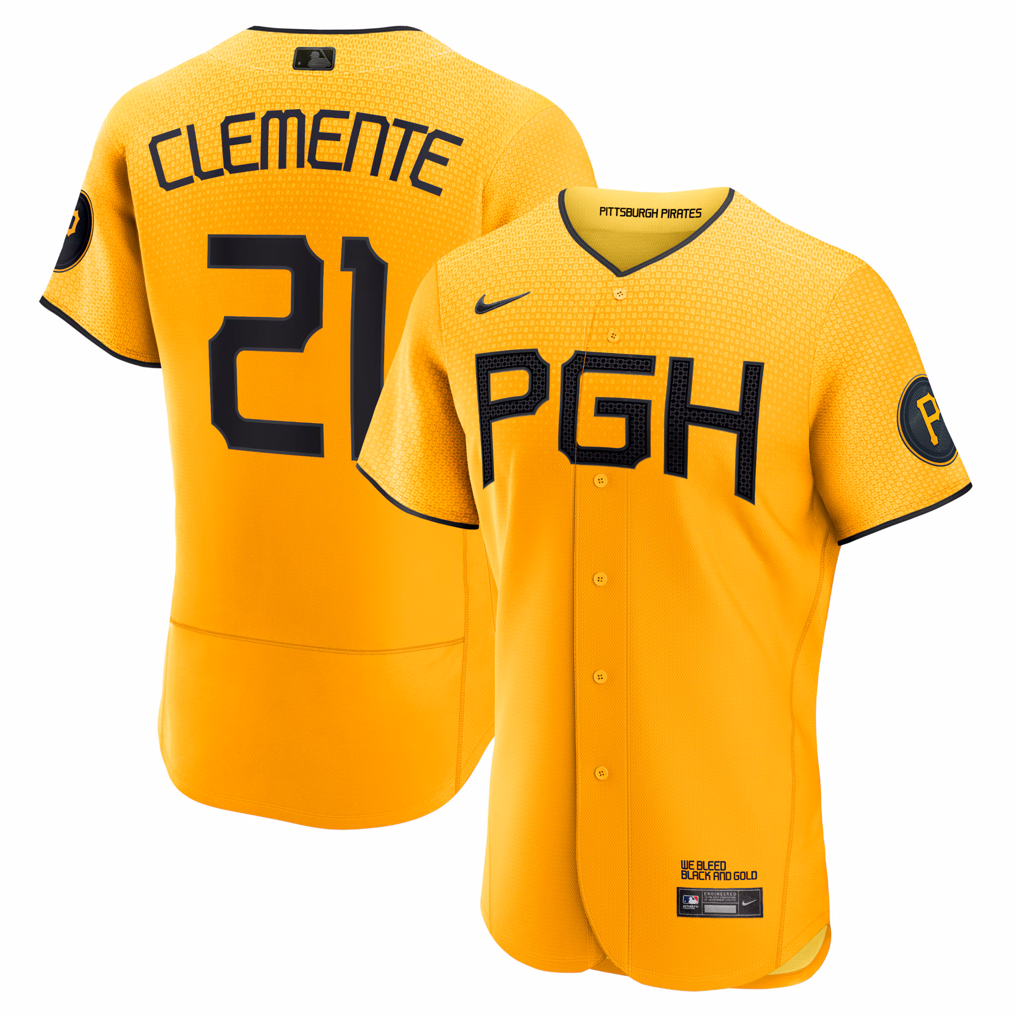 Pittsburgh Pirates Roberto Clemente #21 Gold City Connect Authentic Player Jersey