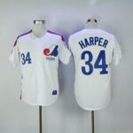 Mitchell And Ness Montreal Expos #34 Bryce Harper White Throwback Stitched Jersey