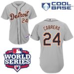Detroit Tigers #24 Miguel Cabrera Grey Cool Base w/2012 World Series Patch Stitched Jersey