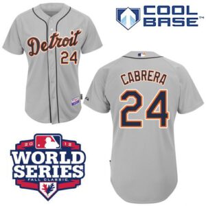 Detroit Tigers #24 Miguel Cabrera Grey Cool Base w/2012 World Series Patch Stitched Jersey