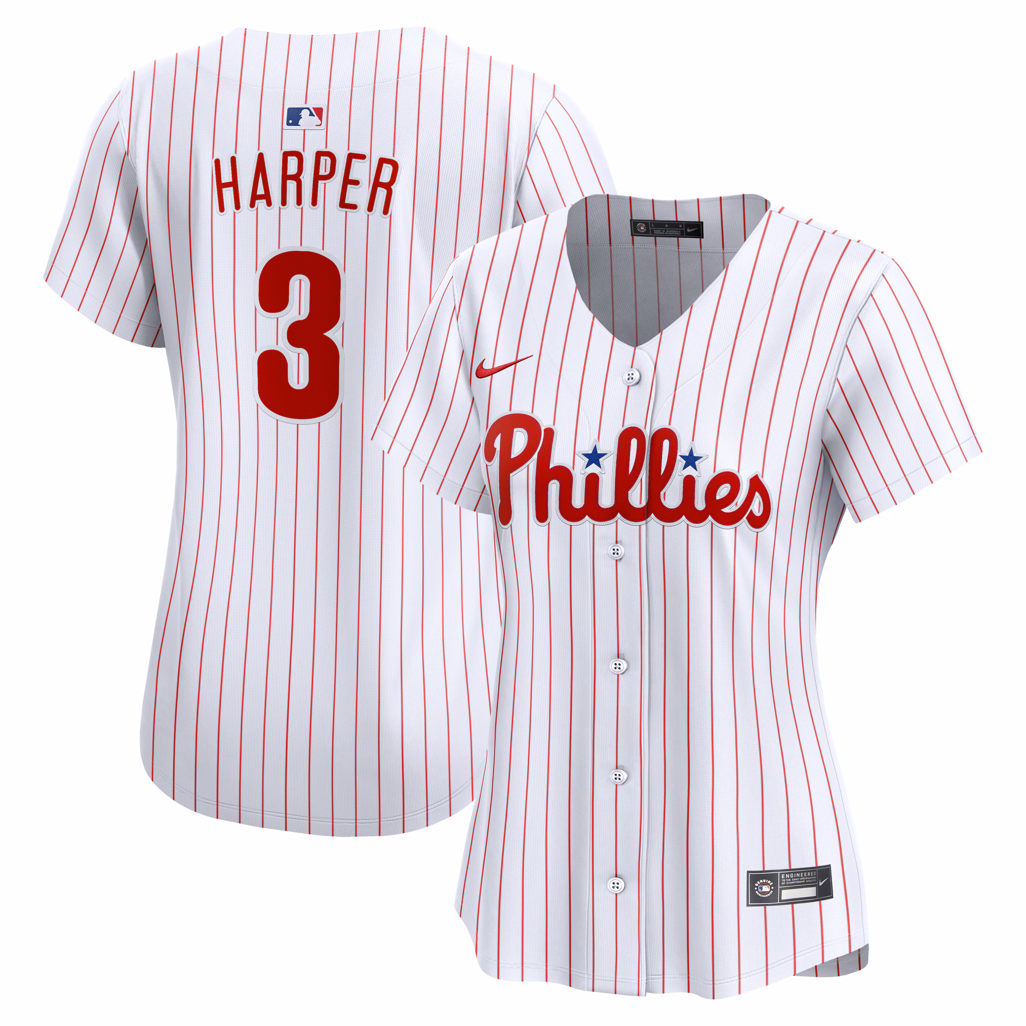 Women's Philadelphia Phillies Bryce Harper #3 White Home Limited Player Jersey