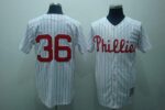 Mitchell And Ness Philadelphia Phillies #36 Robin Roberts Stitched White Red Strip Jersey