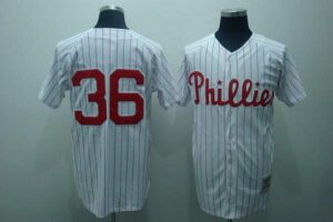 Mitchell And Ness Philadelphia Phillies #36 Robin Roberts Stitched White Red Strip Jersey