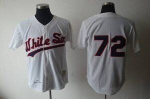 1990 Mitchell And Ness Chicago White Sox #72 Carlton Fisk White Throwback Stitched Jersey