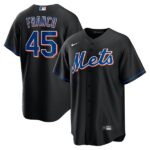 Men's New York Mets #45 John Franco  Black 2022 Alternate Player Jersey