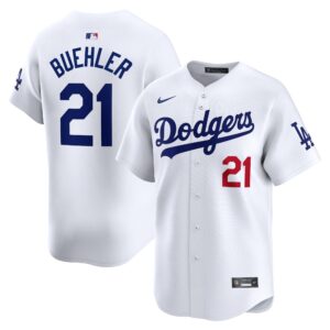 Men's Los Angeles Dodgers #21 Walker Buehler  White Home Limited Player Jersey