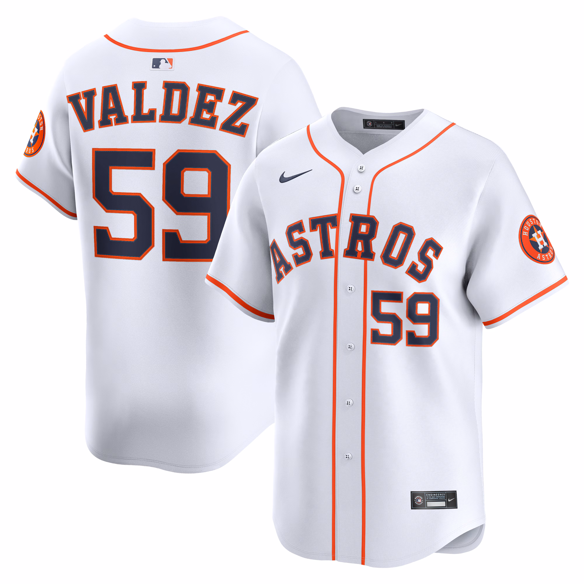 Houston Astros Framber Valdez #59 White Home Limited Player Jersey