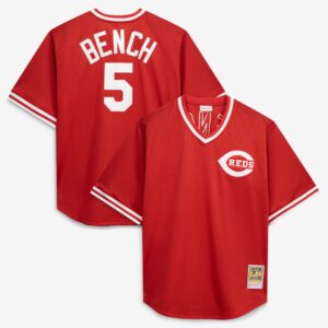 Cincinnati Reds Johnny Bench #5 Mitchell & Ness Red Cooperstown Collection Big & Tall Mesh Batting Practice Jersey