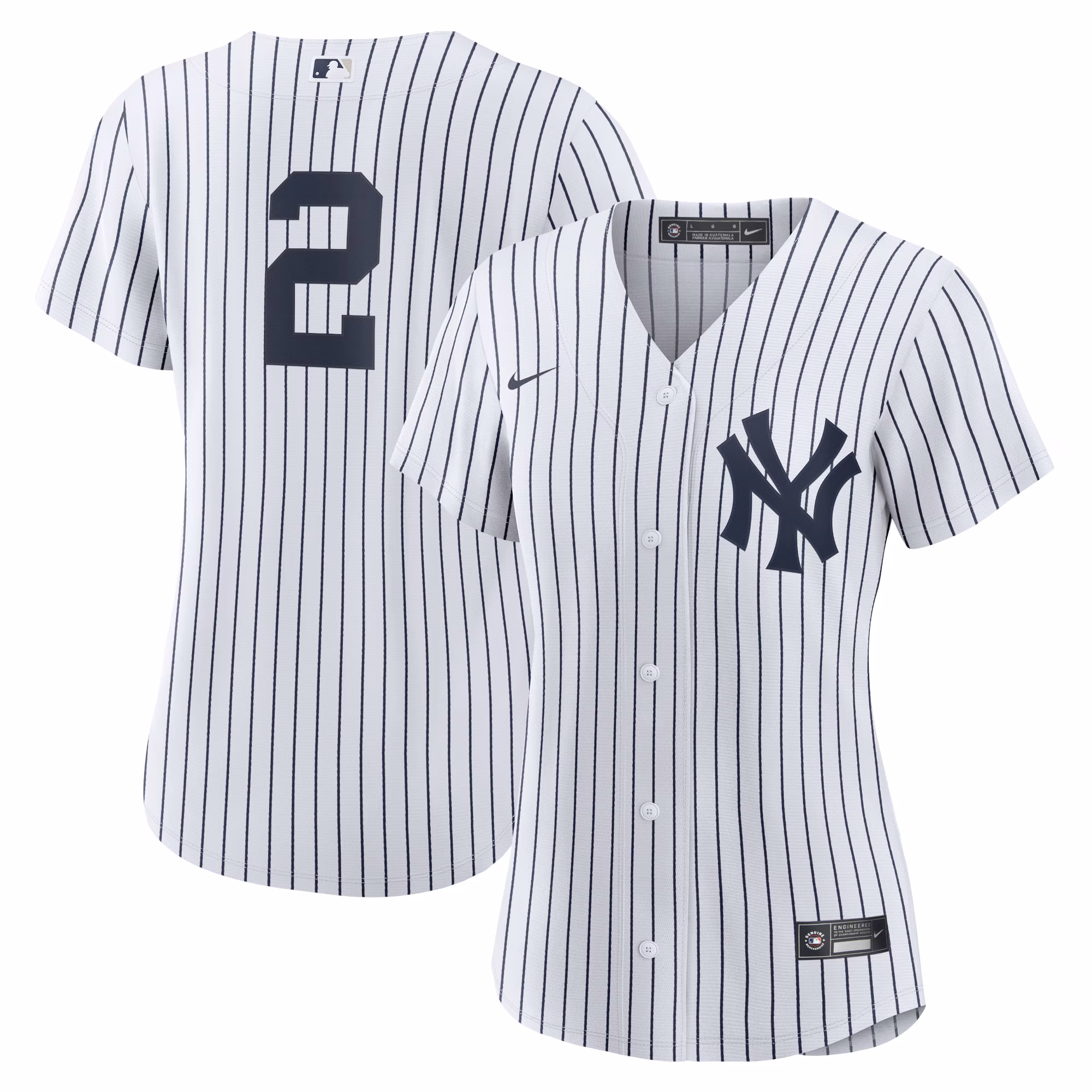 Women's New York Yankees Derek Jeter #2 White/Navy Home Replica Player Jersey