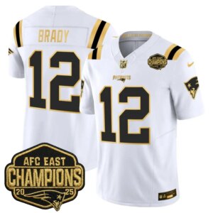 Tom Brady #12 New England Patriots 2026 AFC East Champions Gold Vapor Limited Jersey - All Stitched