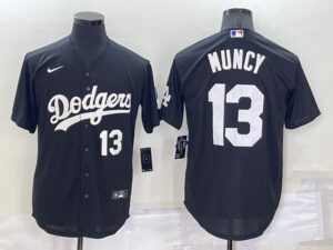 Men's  Los Angeles Dodgers #13 Max Muncy Black Stitched Cool Base Jersey