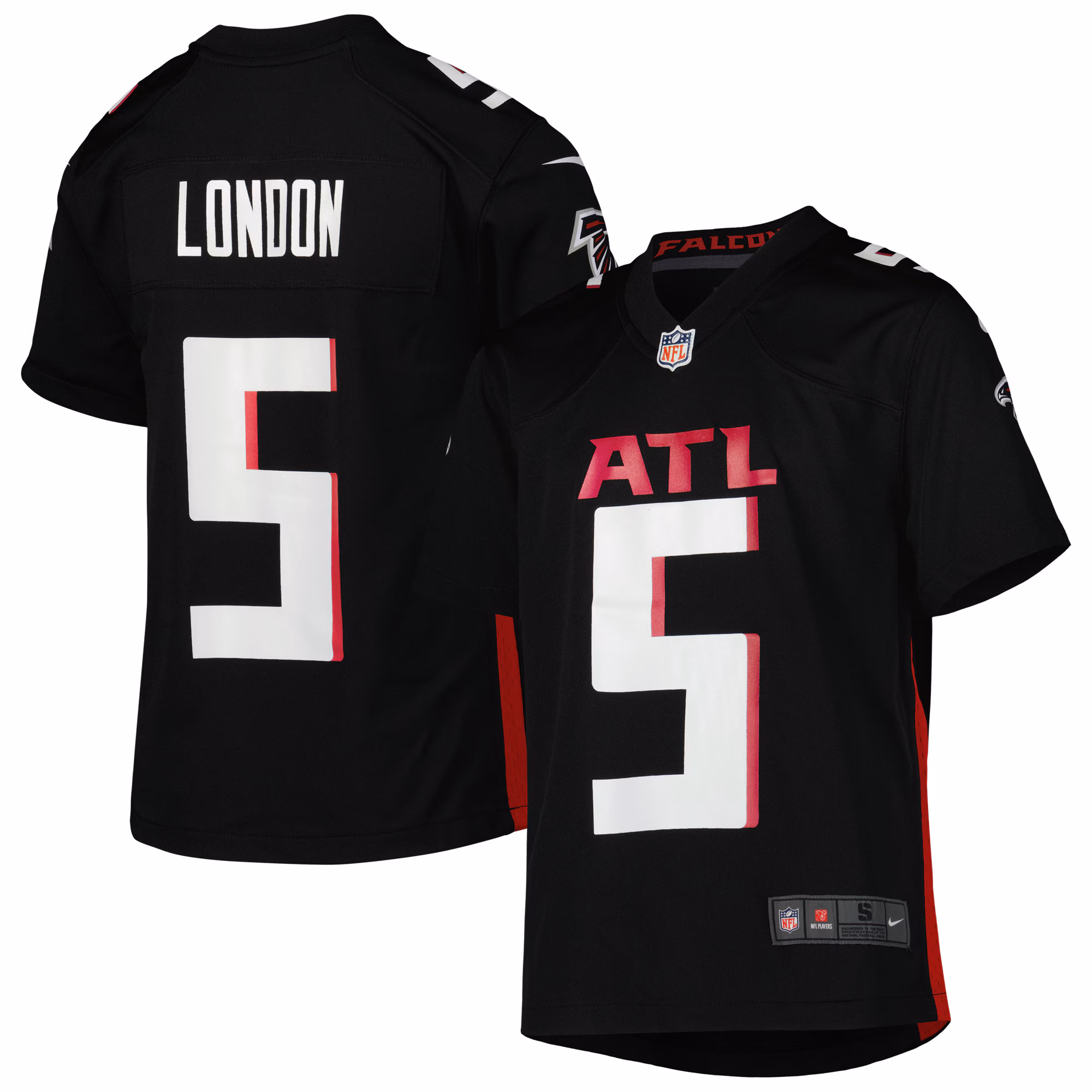 Youth Atlanta Falcons Drake London #5 Black Game Jersey