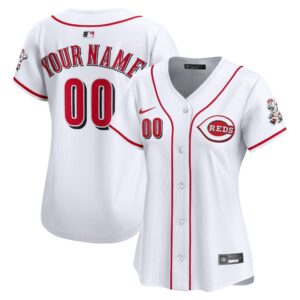 Women's Cincinnati Reds White Home Limited Custom #00 Jersey