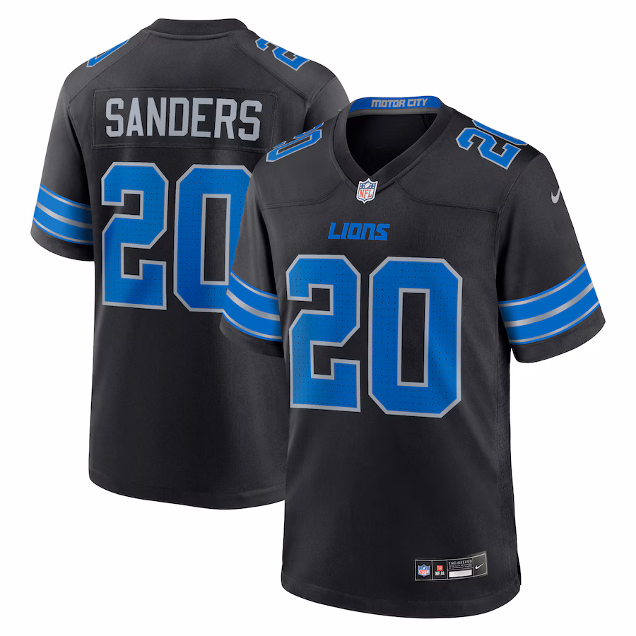 Men's Barry Sanders #20 Black Detroit Lions 2nd Alternate Retired Player Game Jersey