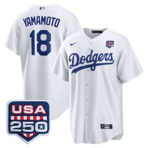 Yoshinobu Yamamoto #18 Los Angeles Dodgers 250th Patch Home Replica Jersey - White
