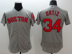 Boston Red Sox #34 David Ortiz Grey Flexbase Collection Stitched Jersey